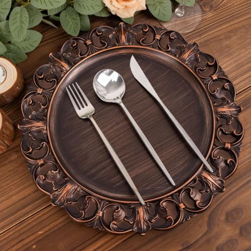 Platos cargadores desechables 13" marrón set 12 miniatura 6