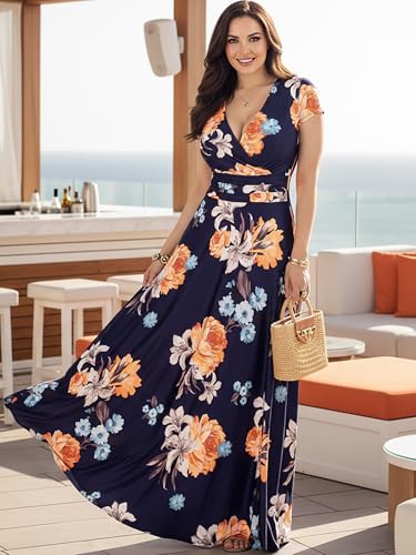 Image of KOH KOH Womens Long Modest Floor Length Flowing Summer Print Maxi Dress