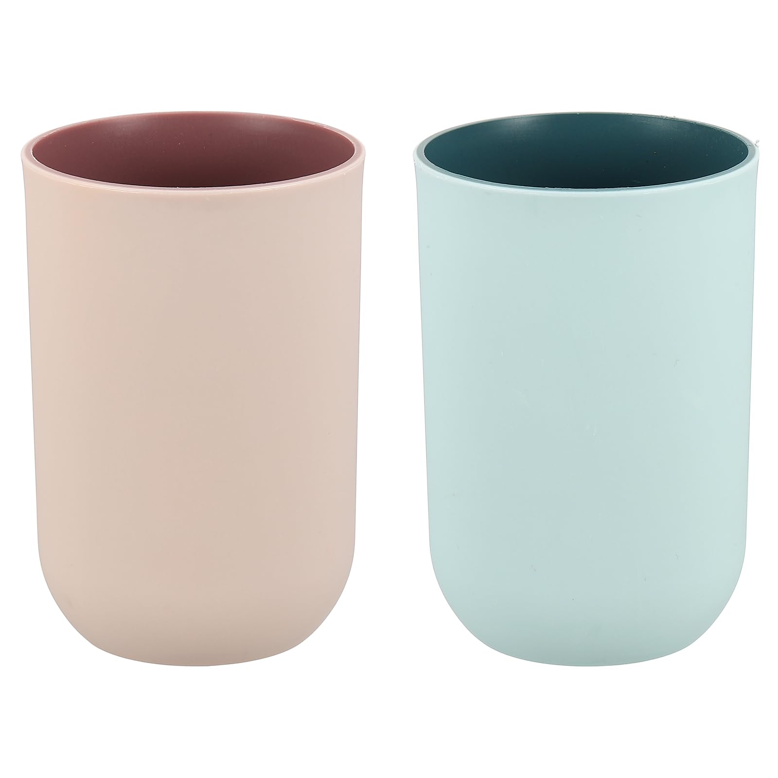 sourcing map 2 Pcs Simple Toothbrush Cups, 2.6 x 2.6 x 4.1 Inch Bathroom Tumbler Reusable Plastic Cup for Storing Toothpaste Toothbrushes Combs Water Beverages, Light Blue/Pink