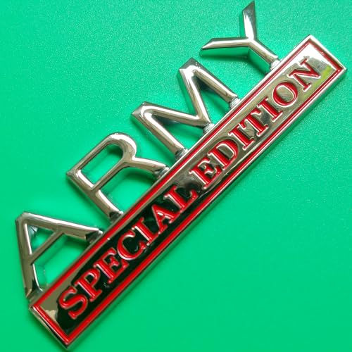 Image of Generic Army Special Edition Emblem with Strong Adhesive, Army Car Emblem 3D Badge Decal Car Truck Replacement Compatible with Universal Vehicle, Car, Truck, SUV (Silver Red)