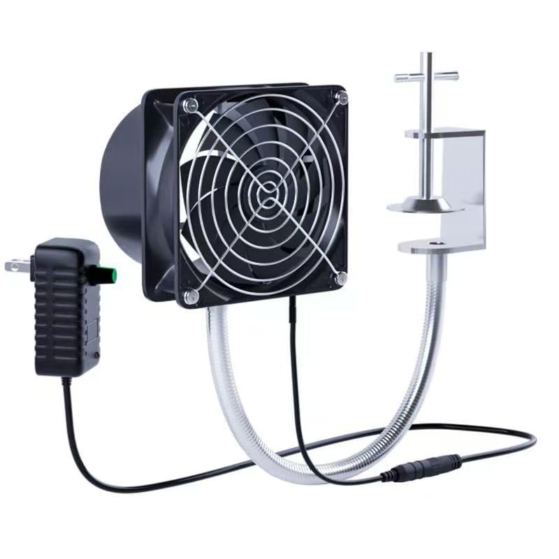 Fume Extractor DC-12V 120mm*120mm Adjustable Suction Soldering Fan for Soldering Stained Power Solder Glass Laser Engraving DIY Projects (no exhaust pipe)