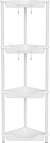Orimade Organizador de ducha de esquina de 4 niveles a prueba de óxido, soporte de estante de esquina de metal de plástico para baño, color blanco