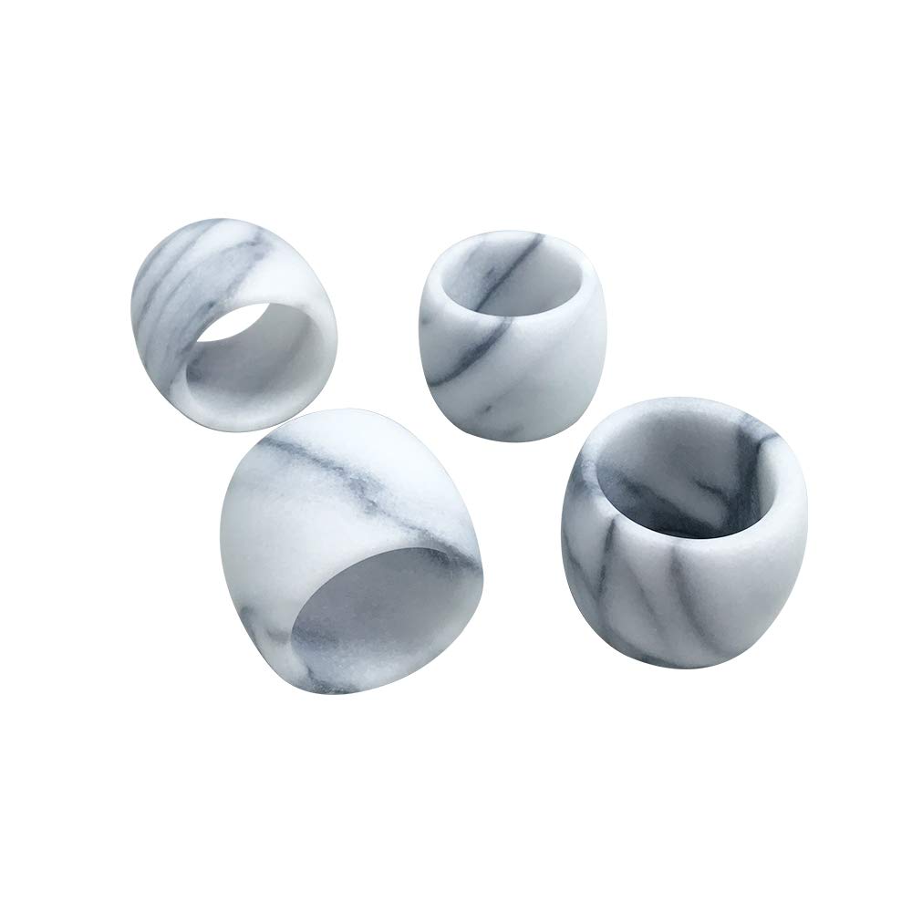 COZYHOUSE Marble Napkin Rings, Elegant Table Setting Décor for Dinner, Home, Kitchen, Wedding, Party, Holidays, Christmas, Thanksgiving, Size 2X1.57 inch. White, Gift, Set