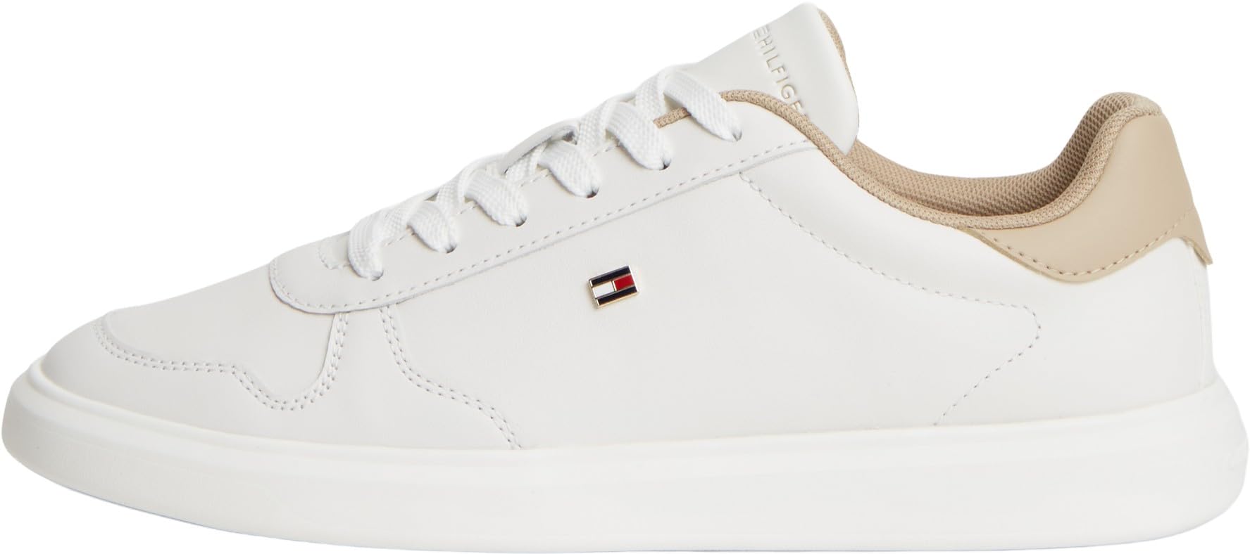 Tommy Hilfiger Women Th Icon Court Light FW0FW09601 Low Top, Brown (Ecru/Horseradish), 7.5
