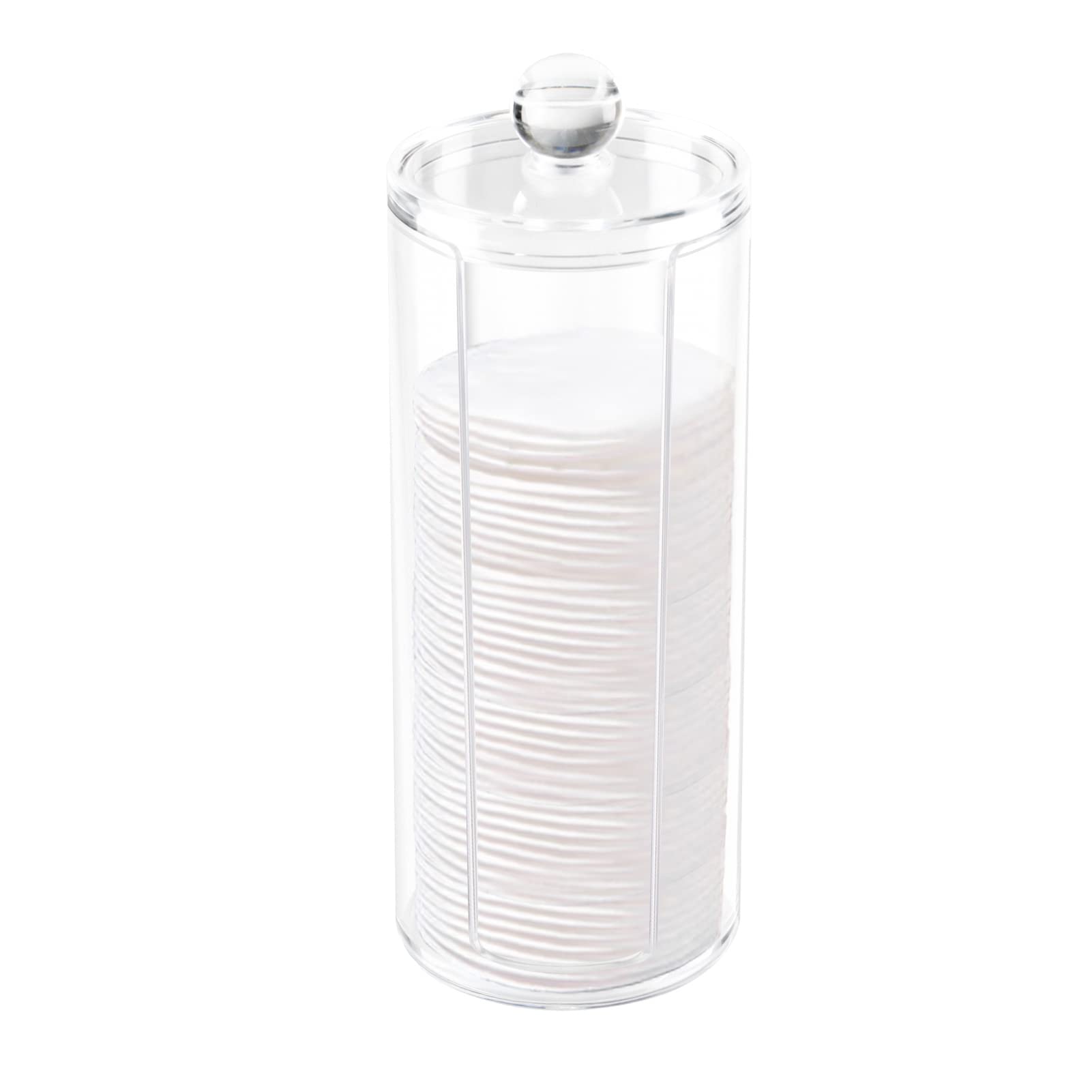 Photo 1 of Acrylic Cotton Rounds Holder with Lid for Vanity, Facial Makeup Remover Pads Organizer, Clear Round Cosmetic Storage Display Cases