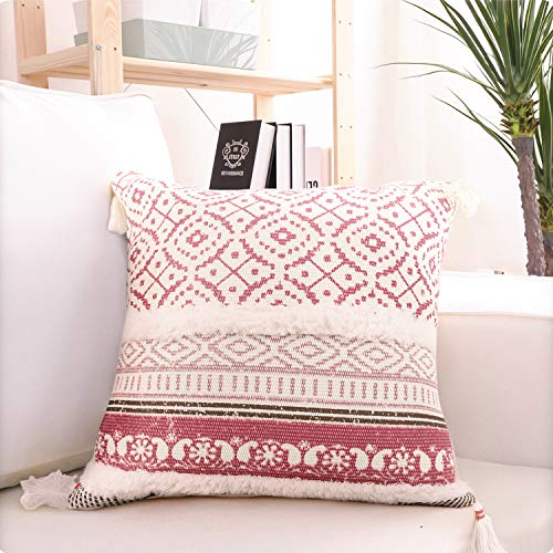 Merrycolor Tufteter dekorativer Kissenbezug für Couch, Sofa, gewebt, Boho-Stil, Tribal-Kissenbezüge mit Quaste… – Bild 3