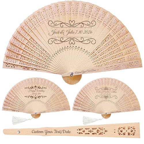 AYTHSRIC 50Pcs Personalized Folding Hand Fans...
