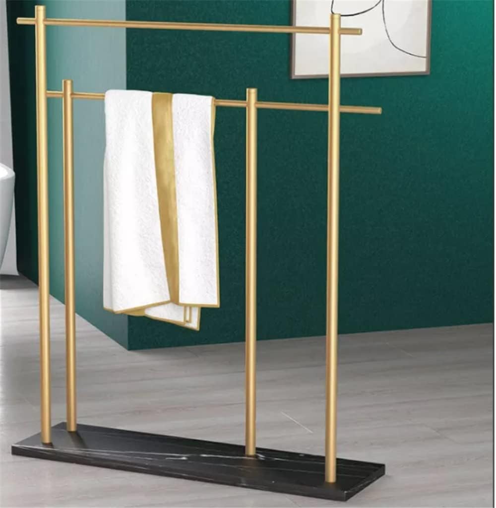 Generic Floor Stand Rack Black and White Marble Towel Rack Floor Towel Hanging Pole Bathroom Towel Storage Rack Drying Rack (Color : Argento, Size : 71x21x86cm)