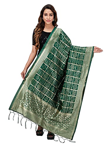 Soie Banarasi dupatta de prestige vert pour femme Aashita Creations