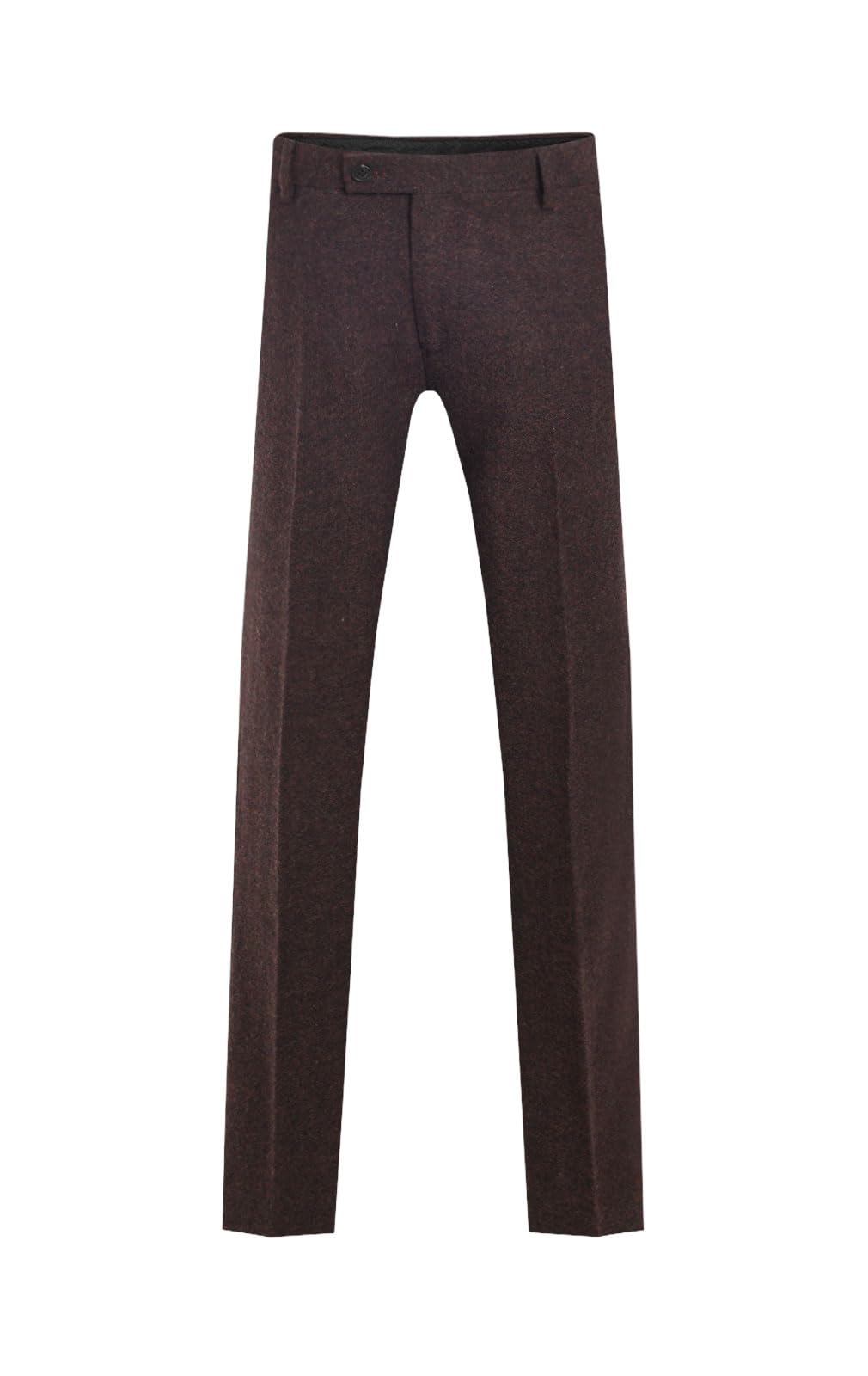 Dobell Mens Burgundy Donegal Tweed Trousers Regular Fit Wool Blend-36S