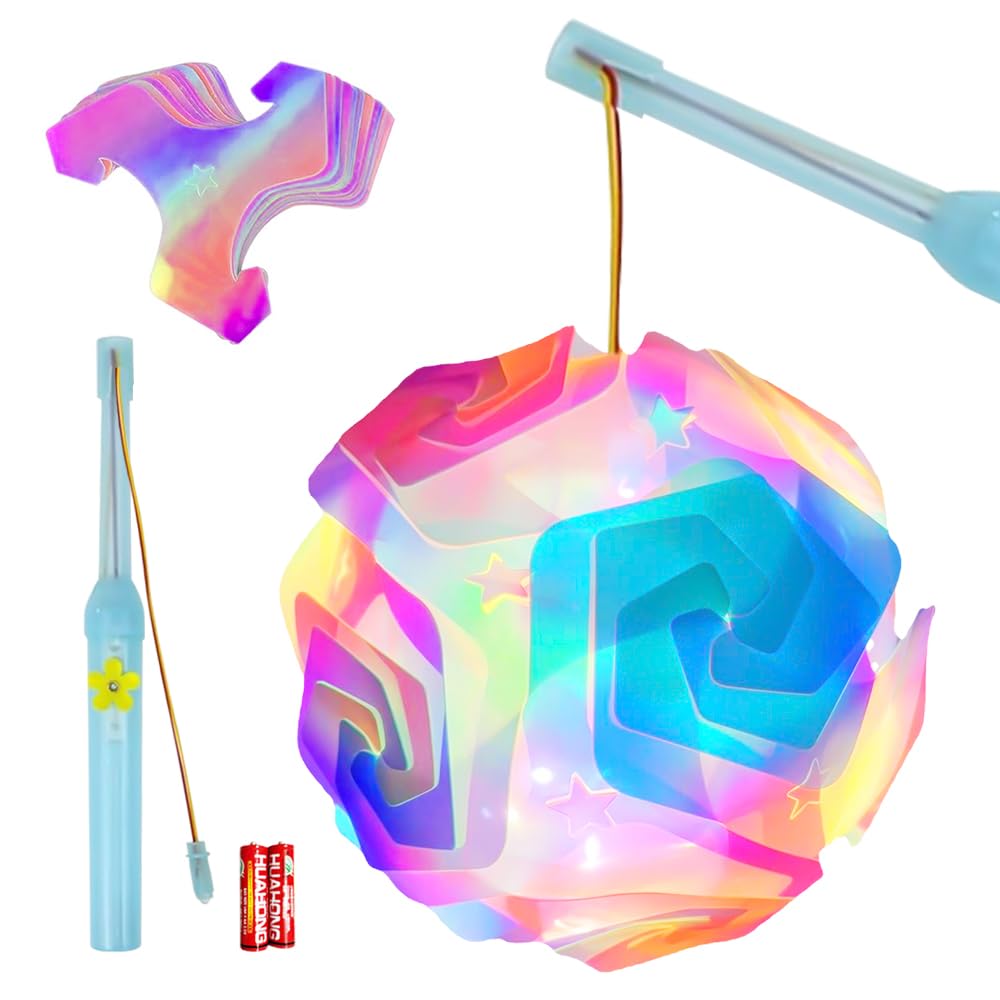 CLIUNT Martin's Lantern with Lantern Stick, Lantern Stick Children, Lantern Parade Children, St Martin Lantern Craft Set, Portable Lantern for Children for St Martin, Martin's Parade, Halloween,