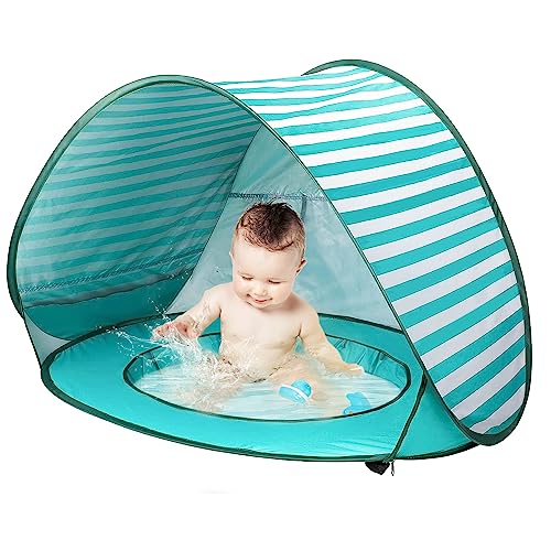 Quick install Pop Up Baby Beach Tent, Portable Kiddies Shade Pool Tent UPF 50+ UV Protection Sun Shelter Canopy for Infant Indoor and Outdoor Use (Pool Type Blue)
