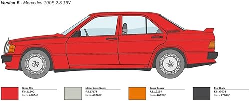 Miniatura 5 de Italeri 3624 124 Mercedes-Benz 190E-Fabricación de modelos de pie, manualidades, afición, pegado, plástico, kit de construcción detallado, multicolor