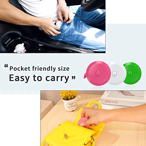 Image of DiCUNO 60-Inch 1.5 Meter Soft Retractable Measuring Tape, Pocket,Body Tailor Sewing Craft Cloth Tape Measure (8 Colors Package)