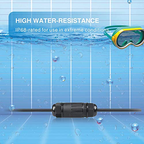 COOLWEST Black Plastic Connector Gland IP68 Waterproof,Cable Range 4-7MM, Shielded, Field Installable 2 Pack