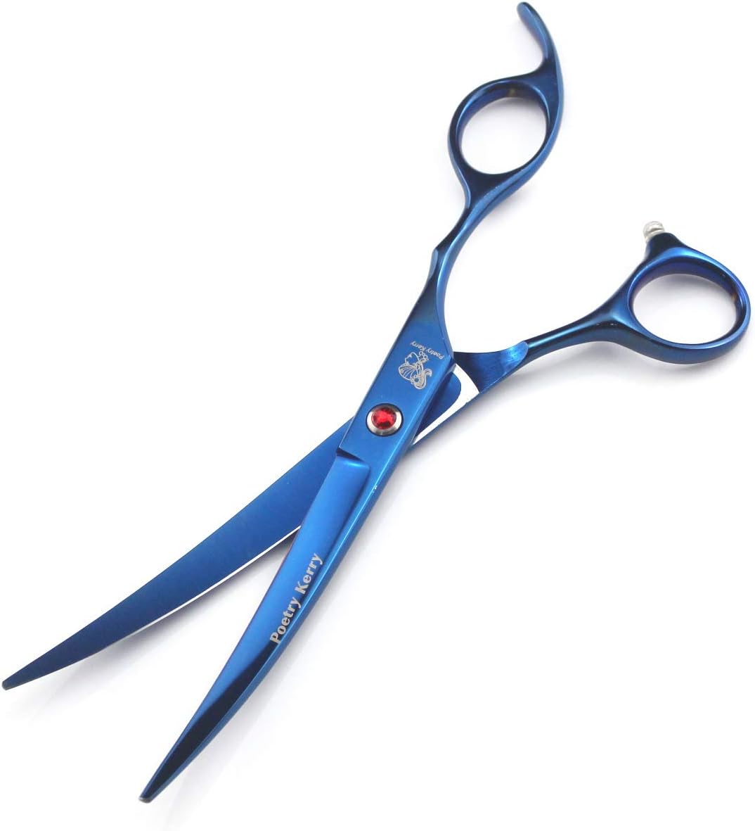 5PCS Pet grooming scissors kit,7 inch Dog Grooming Set,Pet Trimmer Kit for Dog Cat Pet with Cutting Scissors Thinning Shear, Curved Scissors, Grooming Comb and leather bag (Blue)