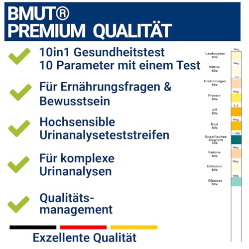 25x Gesundheitstest 10in1 Urin mit 10 Indikatoren für Ernährung & Bewusstsein Analyse Teststreifen – Glucose, Ketone - Urinanalyse für Zuhause