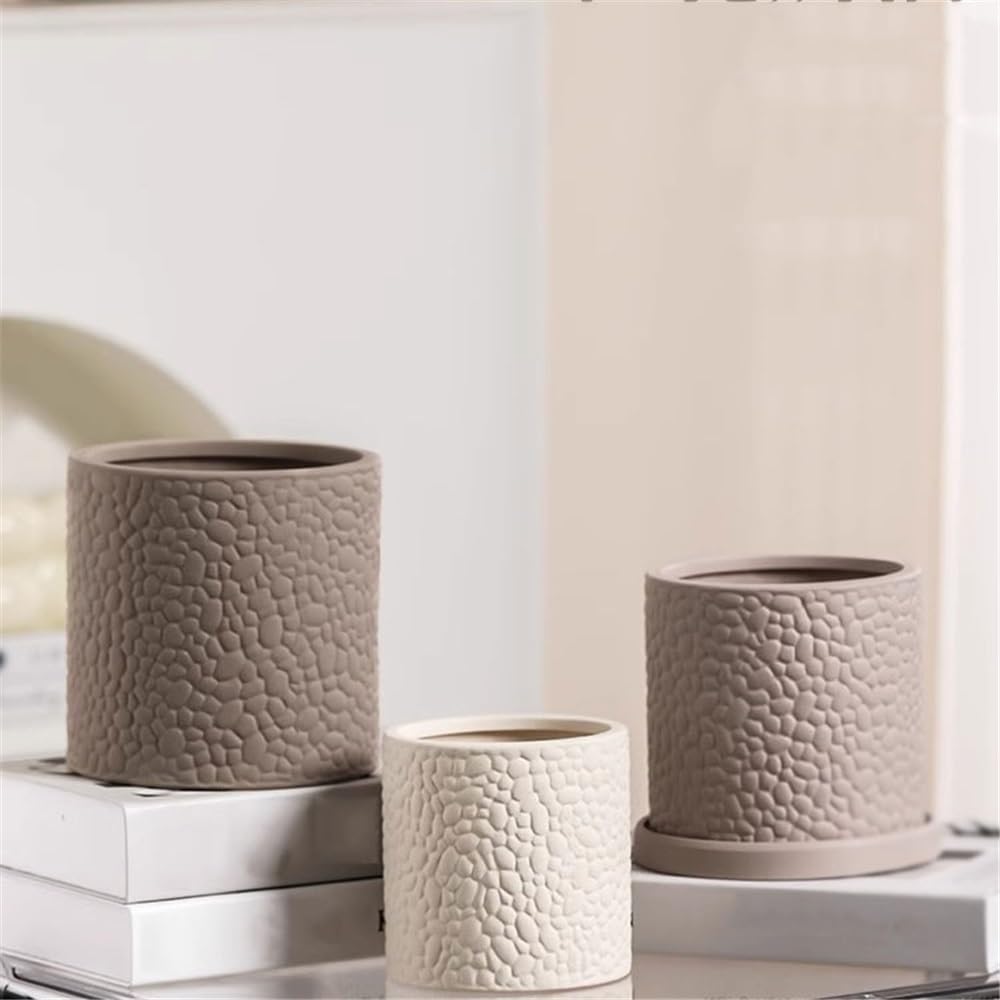 Doniczka na kwiaty, cylindryczny wzór z pianki, ceramiczna donica na biurko, z otworami drenażowymi, do użytku wewnątrz i na zewnątrz, pojemnik dekoracyjny do salonu, sypialni, gabinetu