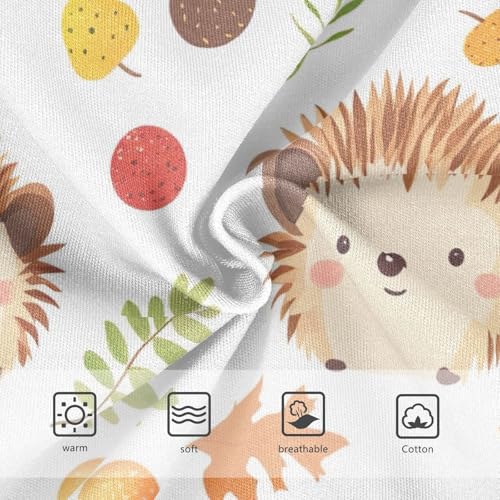 Girls' Underwear, Cute Hedgehogs White Toddler Panties, Girls' Cotton Brief Underwear, 2T–8 Years3