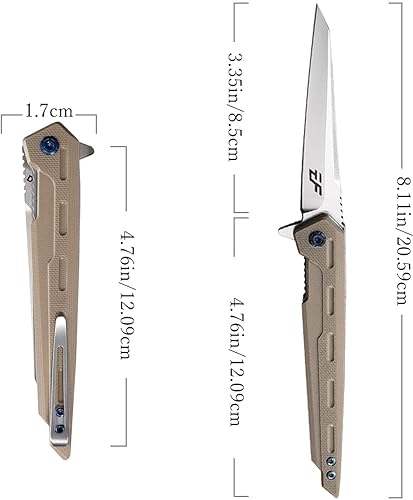 Miniatura 10 de Eafengrow EF948 Cuchillo plegable D2 hoja de acero + mango G10 cuchillo de camping al aire libre EDC cuchillos de herramientas (negro)