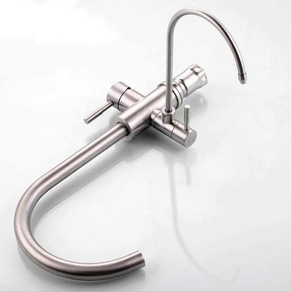 Grifo Caliente Y Frío Bebida Grifo De Agua Mezclador De Múltiples Funciones Fregadero De La Cocina Doble Asa De Acero Inoxidable De 3 Vías Cubierta Montada Manija Dual