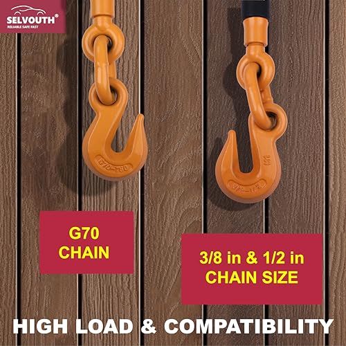 Image of Ratchet Binder Plus Ratchet Chain Binder - 2 Pack Load Binder, 3 /8 inch - 1 /2 inch Grade 70 Chain, 12000 LBS Working Load Limit, Heavy-Duty Ratchet Binder with Folding Handle, DOT & SAE Compliant