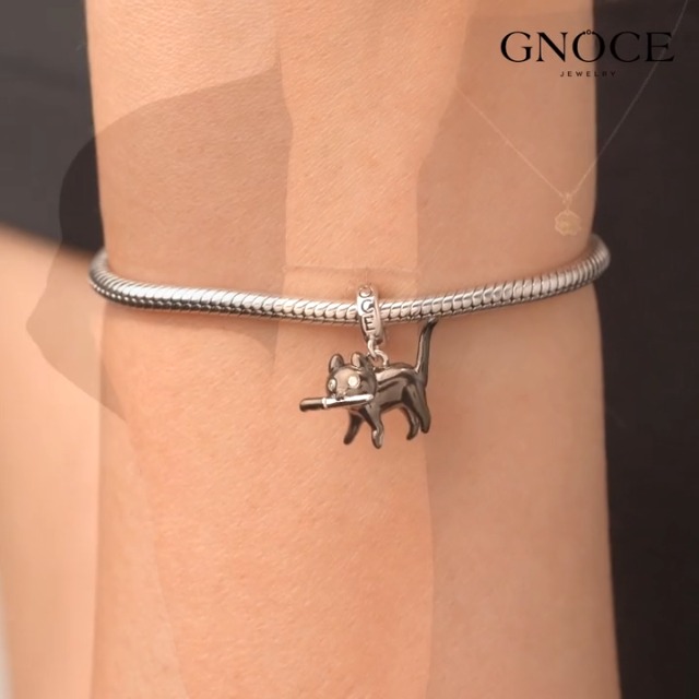 Ciondolo A Forma Di Coppia Di Gatti In Argento Sterling 925 – Bijoux Blu – Per Bracciali Originali Donna