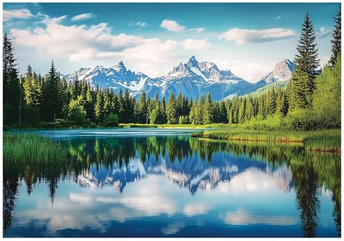 WallArena - Papier peint panoramique intissé Montagnes 350x250 cm - Papier peint photo non tissé - Pour salon et chambre à coucher - Effet 3D - Avec colle -...