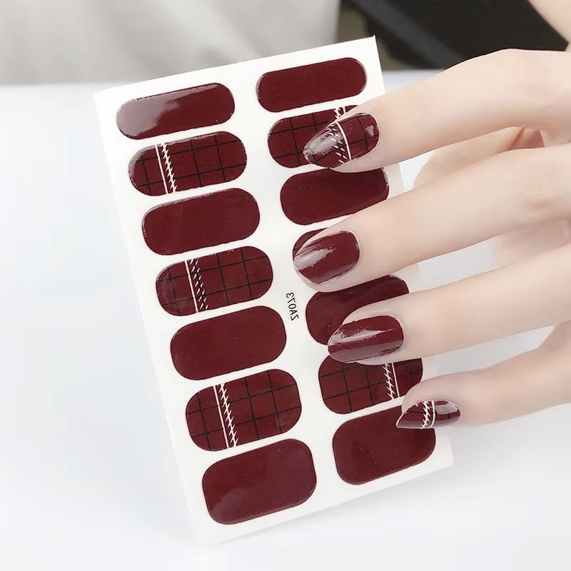 Hidak Gel Nail Stickers Elegant Self-Adhesive Nail Wraps, Minimalist Nail Art Decals for Women, Long-Lasting & Waterproof (073)-image-7
