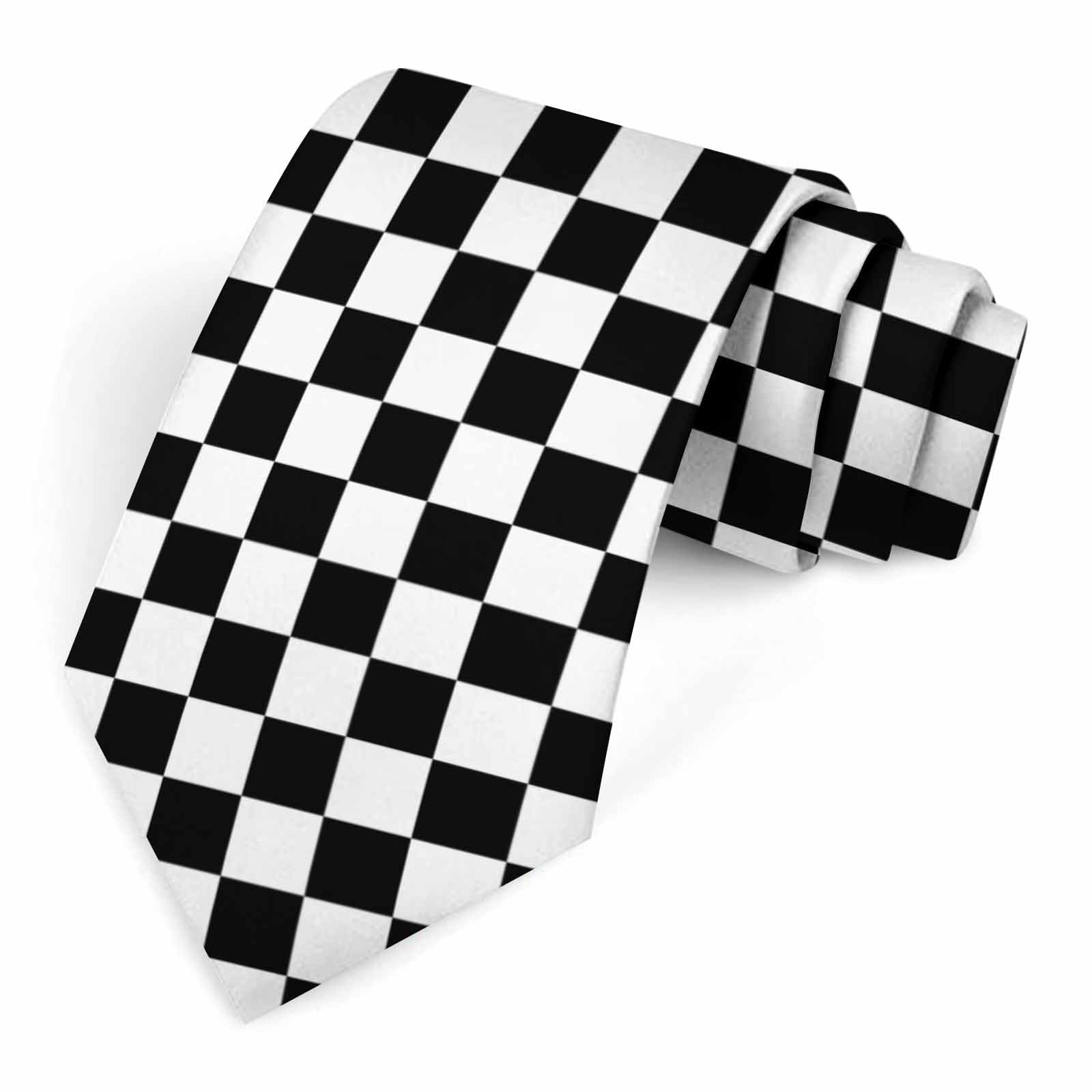 Muntayson Unisex Black And White Checker Men's Tie Men's Necktie Tie For Men Wedding Holiday Party