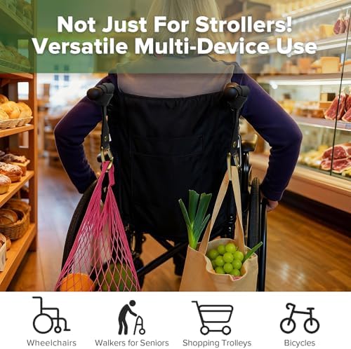 haakaa Baby Stroller Hooks for Bags丨Universal Stroller Clips and Hooks, Non-Slip with One-Hand Opening, Multipurpose Stroller Straps for Diaper Bags, Backpacks, Bikes & Shopping Carts - Black, 2 Pack — view 7