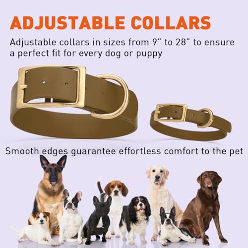 Image of Viper Biothane Heavy Duty Waterproof Dog Collar Strong Coated Nylon Webbing w /Solid Brass Hardware Odor-Proof Easy to Clean High Performance Fits Small Medium or Large Dogs, Coyote Brown