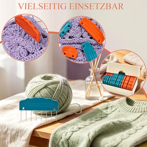 Yrangee Strickblocker-Set – 20-teilige Kammnadeln zum Spannen, Orange/Grün – Bild 6
