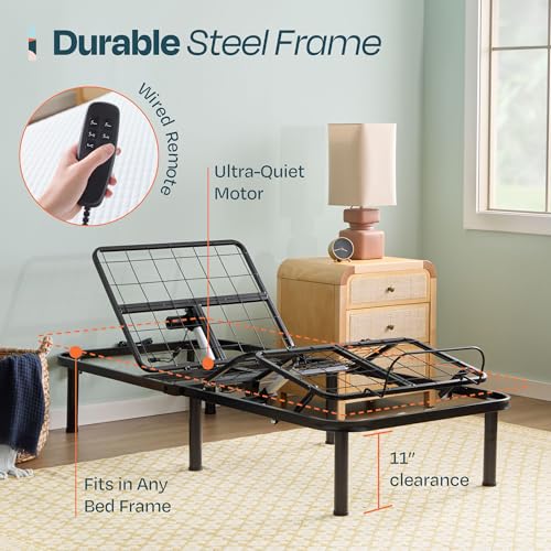 Image of Linenspa Adjustable Bed Base - Motorized Head and Foot Incline - Twin XL