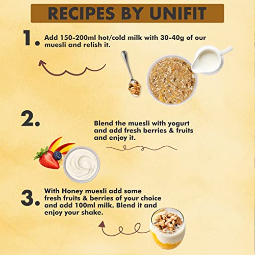 Image of UNIFIT Muesli with Honey, Raisins & Almonds | Healthy, Crunchy & Instant Breakfast Cereal | Packed with Fiber, Protein & Essential Nutrients | Ready-to-Eat, Perfect for Energy Boost | 375g