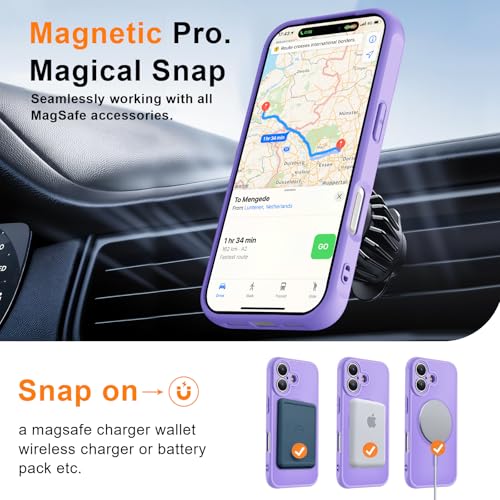 Image of MOCCA Strong Magnetic Compatible with iPhone 17 Case [Compatible with Magsafe] [Full Camera Protection] Slim Translucent Matte Shockproof Phone Case Cover 6.3 inch,Light Purple