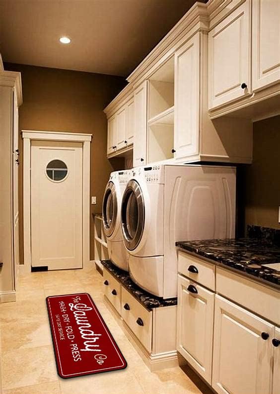 Miniatura 5 de Tapete largo para lavandería, tapete antideslizante para el suelo, impermeable, alfombra de granja para cocina, 40 x 20 pulgadas (rojo-3)