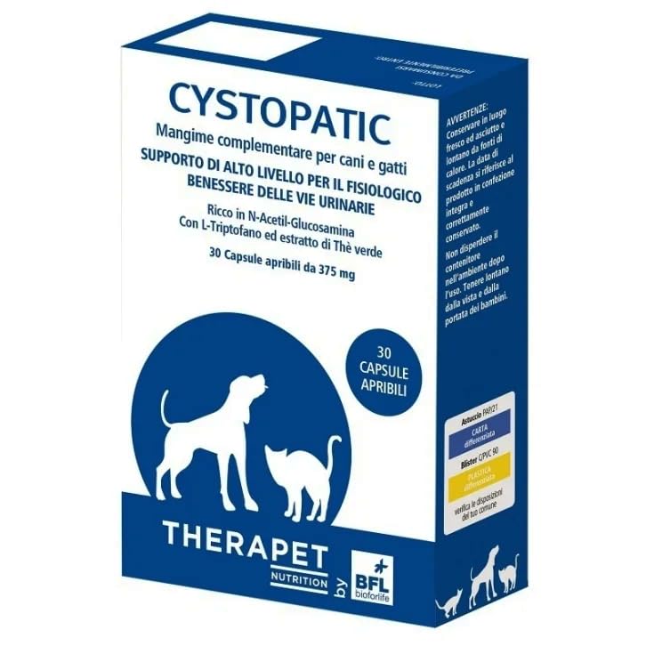 Bio4life | Cystopatic 30 capsule apribili, mangime complementare per cani e gatti a supporto per il fisiologico benessere delle vie urinarie