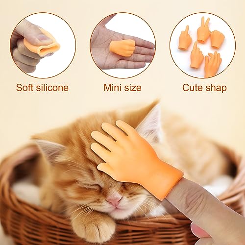 RAFIYU mini hände Fingerpuppen，14 Stück kleine Hände，tiny Hands，Hände Fingerpuppe Set, Gummi Fingerpuppen，Linke und Rechte Hand，Finger Puppets Streichspielzeug für Haustier，Katzen, Kinder，Spiele Party