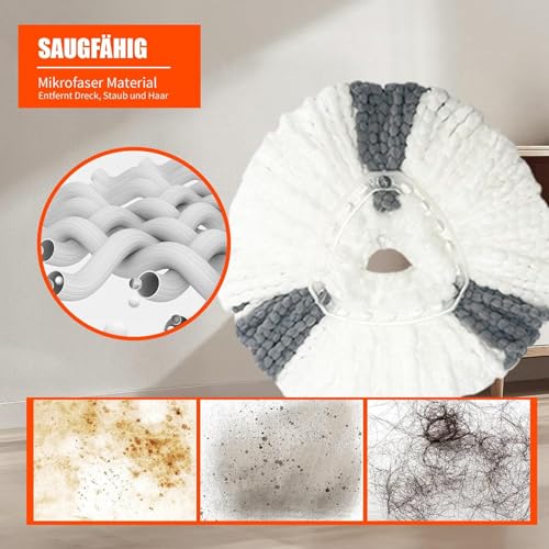 Image of EXVITO 360Spin Mop with Bucket|Dual Drive Floor Cleaning System with Stainless Steel Wringer|Super Absorbent Microfiber Heads 2 Refills Easy Self-Wringing MopSet for Home &Office - Pedal Grey