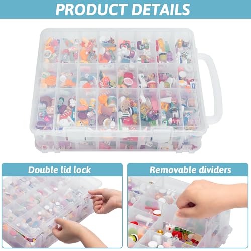 JOYMOMO 48 Slots Mini Brand Storage Case with Mini Brands Collector Toys?Transparent Compartment for Miniatures(Case Only)