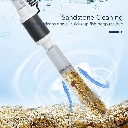 Aspirador de sifón para acuario, cambiador de agua recargable para peceras con caudal ajustable para un fácil mantenimiento