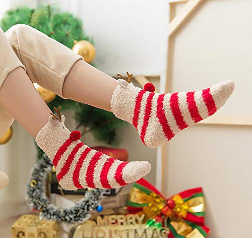 Loritta CLT-057-4 5 Pairs Womens Fuzzy Socks Winter Warm Cozy Fluffy Super Soft Slipper Socks,D3-Christmas Animals thumb #5