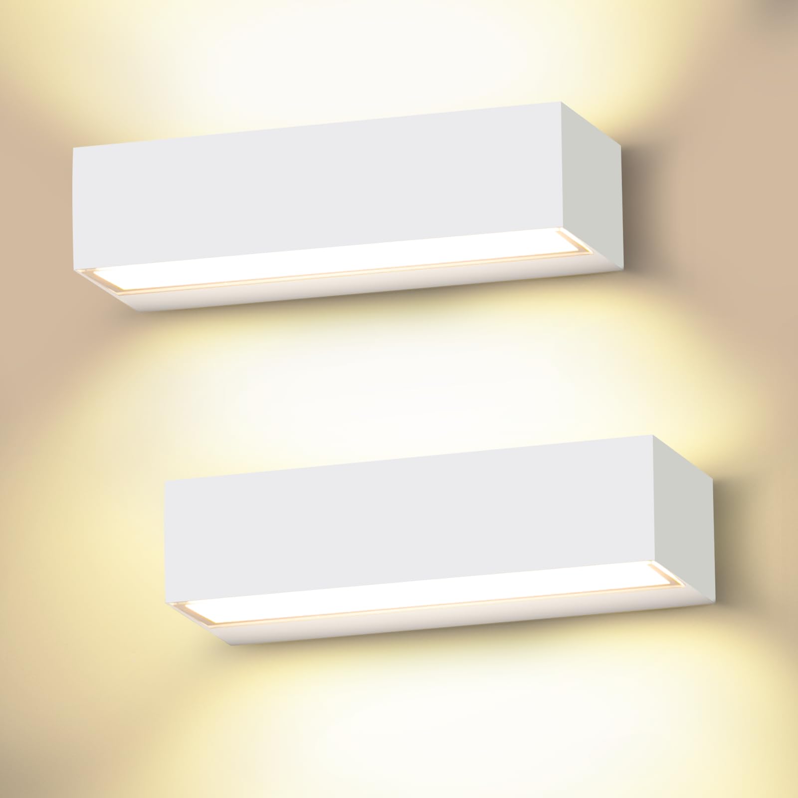 2 Pack 36W Applique da Parete Interno/Esterno Bianco 30Cm Lampade da Parete 3000K Bianco Caldo Applique Esterno IP65 Impermeabile
