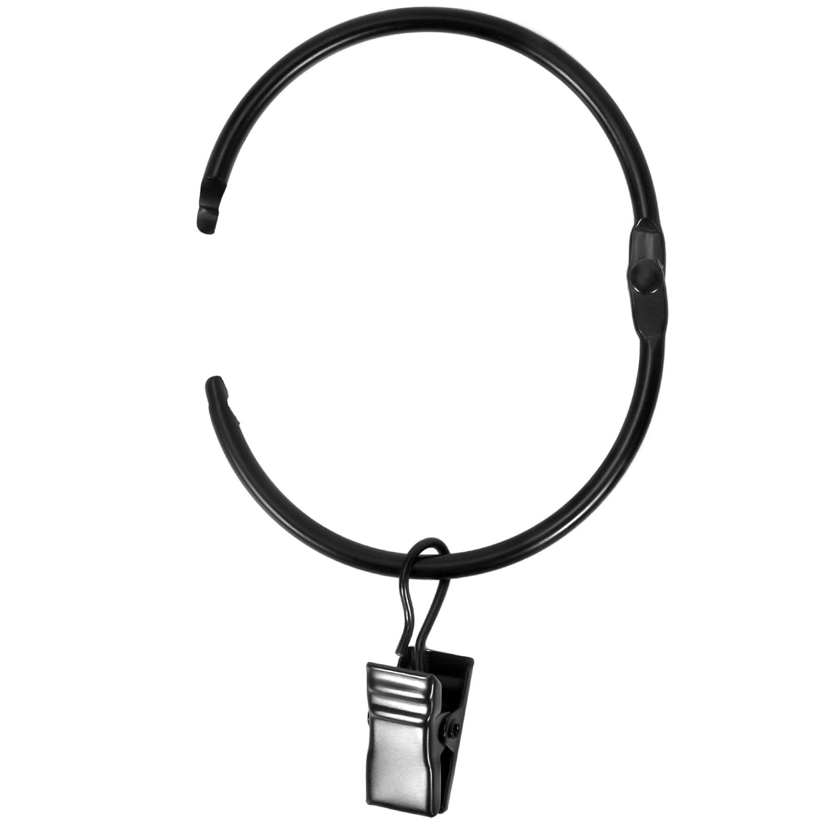 34 PCS Openable Curtain Rings with Clips, 1.25-Inch Inner Diameter Open Drapery Clips with Hooks Fit UP to 1.0" Diameter Curtain Rods, Hooks for