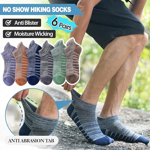 Ankle No Show Running Hiking Athletic Socks Sports Compression Cotton Cushioned Socks 6 Pairs for Women Men4