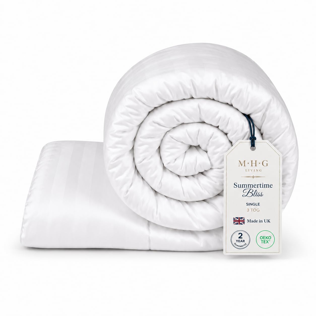 Mhg Living 3 Tog Summer Single Duvet - Lightweight Cooling Hollowfibre Quilt For Hot Sleepers, Oeko-Tex Certified, Made In Uk, Hypoallergenic & Breathable, Machine Washable Bedding, 135X200cm