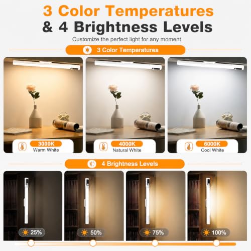 Image of 15.2inch Under Cabinet Lighting,2 Pack Sensor Light Indoor with Battery Level Display Function,Closet Light can be Disassembled for Handheld use,Wireless Under Counter Lights fo Bedroom, Kitchen