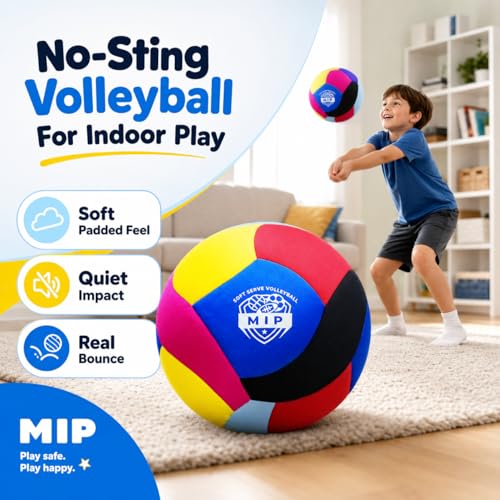 Image of MIP Silent Indoor Volleyball - Soft Padded Ball for Kids & Toddlers | No Sting, Real Bounce, Quiet Play | CPC Certified | Safe for Apartments, Carpets & Furniture | Ages 3 and Up