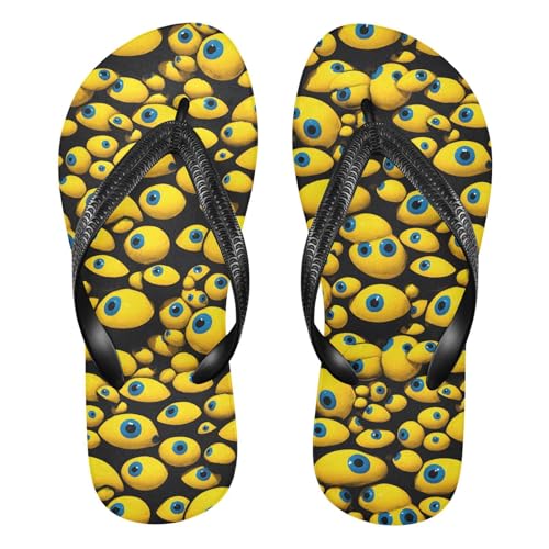 Flip Flop Sandals Yellow Eyes Print for Women Men Beach Outdoor XS